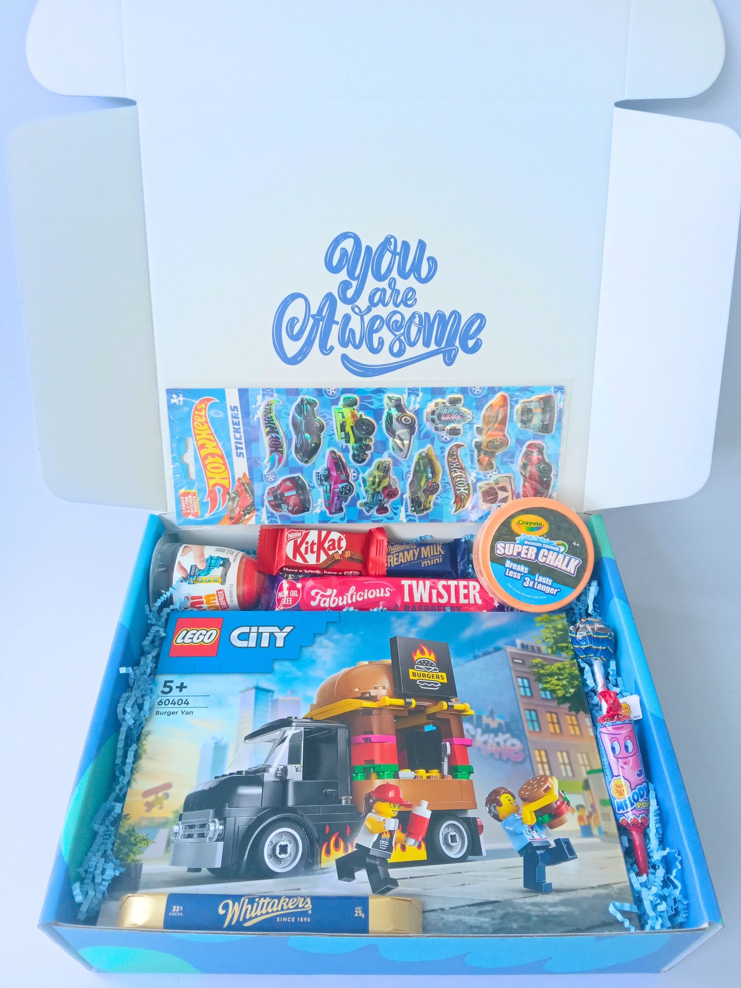 Lego gift box for kids with treats and stickers