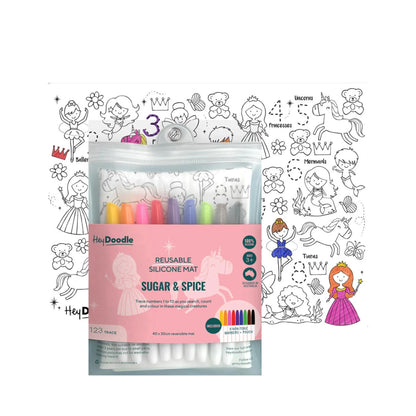 Sugar & Spice Reusable Silicone Drawing Mat + Pens